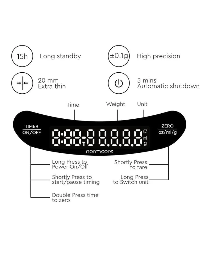 Normcore Ultra-thin Coffee Scale نورمكور ميزان الترا ثن - Kshta