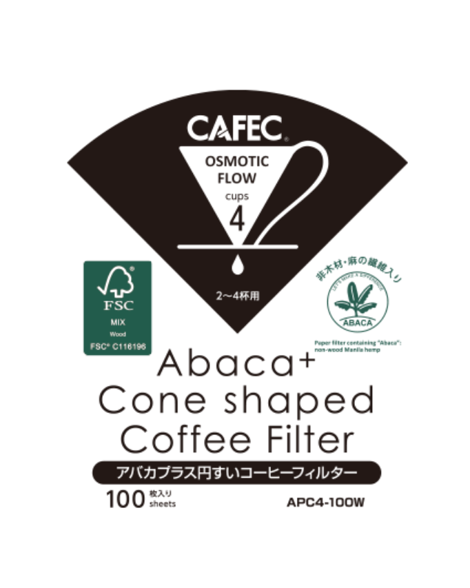 Cafec Abaca+ Cone-Shaped Paper Filter كافك ابكا بلس فلتر - Kshta