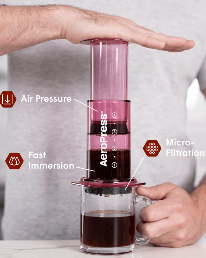 Aeropress Clear Pink Coffee Press   ايروبرس وردي - Kshta